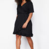 Trendyol Curve Black Double Breasted Flounce Knitted Dress Double Breasted Flounce Mini Knitted Dress