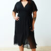 Trendyol Curve Black Double Breasted Flounce Woven Dress