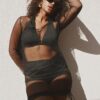 Trendyol Curve Black Fitted Mini Ruffle Detailed Mesh/Tulle Beach Dress