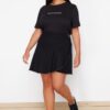 Trendyol Curve Black Flywheel Detailed Mini Denim Shorts Skirt