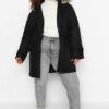 Trendyol Curve Black Fur Hooded Parka & Coat