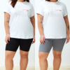 Trendyol Curve Black-Grey High Waist 2-Pack Biker Short Length Ribbed Knit Plus Size Leggings