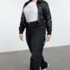 Trendyol Curve Black High Waist Straight Denim Pants