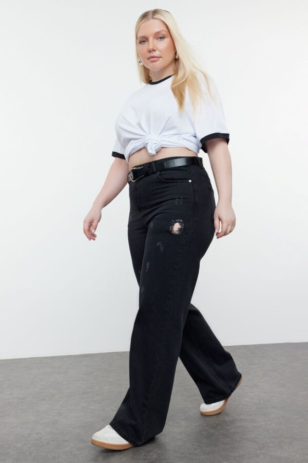 Trendyol Curve Black High Waist Wide Leg Plus Size Jeans