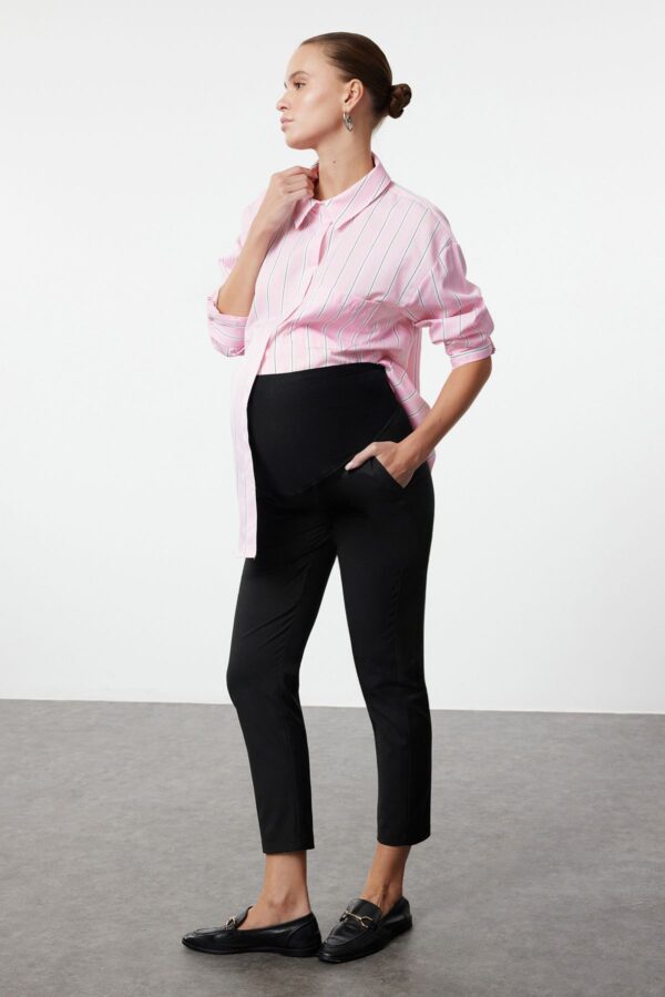 Trendyol Curve Black Knitted Abdominal Panel Woven Maternity Pants