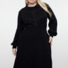 Trendyol Curve Black Knitted Detailed Corduroy Knitwear Dress
