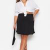 Trendyol Curve Black Knitted Skirt With Button Detailed Ruffles