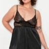 Trendyol Curve Black Lace Detailed Babydoll