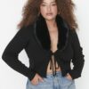 Trendyol Curve Black Levehető mű für Detailed kötött finom kötött Cardigan