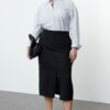 Trendyol Curve Black Maxi Slit Woven Plus Size Skirt