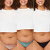 Trendyol Curve Black-Mink-Petrol 3-Pack Cotton Plus Size String Panties