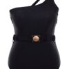 Trendyol Curve Black One Shoulder Swimsuit with Accessories & Belt