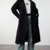 Trendyol Curve Black Oversize Fit Double Breasted Wool Blend Cashmere Coat