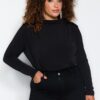 Trendyol Curve Black Padded Sleeve Knitted Blouse