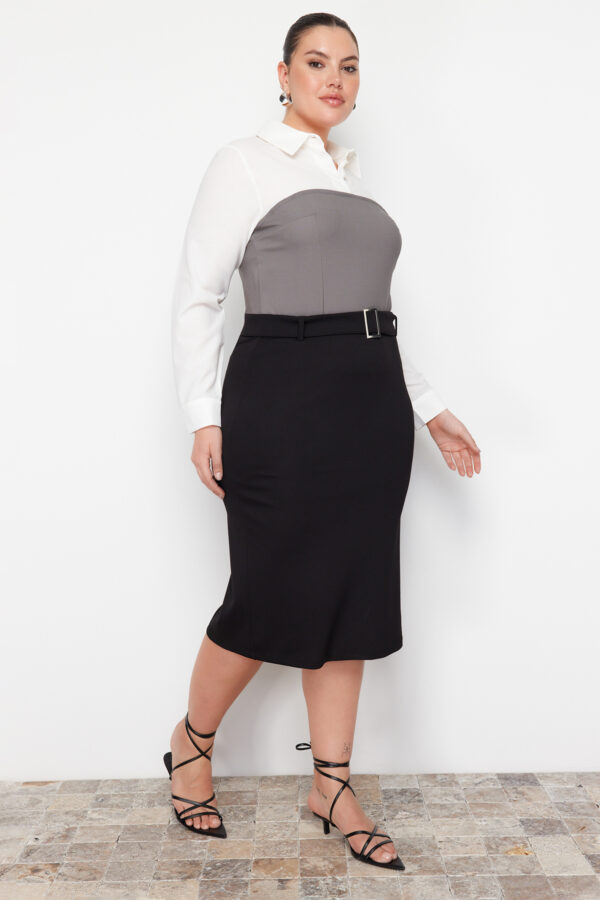 Trendyol Curve Black Pencil Knitted Skirt