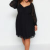 Trendyol Curve Black Plain A-line Mini szőtt Plus size ruha