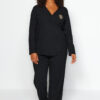 Trendyol Curve Black Plain Jersey Homewear Plus Size Pajama Set