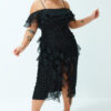Trendyol Curve Black Polka Dot Ruffle Adjustable Strap Maxi/Long Length Woven Dress