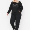 Trendyol Curve Black Printed Cotton Knitted Pajama Set