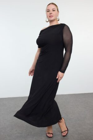 Trendyol Curve Black Sandy Knitted Plus Size Dress