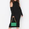 Trendyol Curve Black Shoulder Detailed Blouse Skirt Knitwear Suit