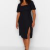 Trendyol Curve Black Slit Knitted Dress