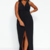 Trendyol Curve Black Slit Midi Knitted Dress