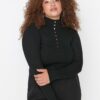 Trendyol Curve Black Stand Up Knitwear Blouse