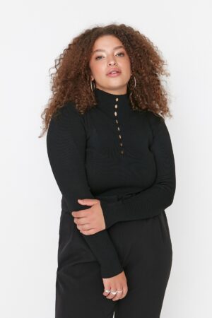 Trendyol Curve Black Stand Up Knitwear Blouse