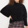 Trendyol Curve Black Stopper High Neck Fleece Knitted Sweatshirt