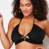 Trendyol Curve Black Tie Detailed Bikini Top