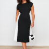 Trendyol Curve Black-White Color Blocked Midi Knitted Dress