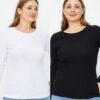 Trendyol Curve Black-White Crew Neck Knitted Blouse