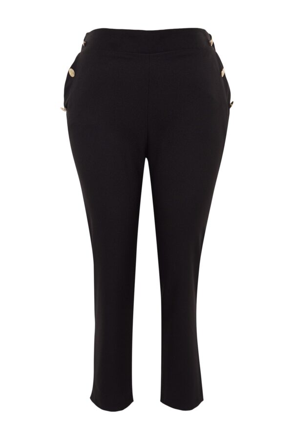 Trendyol Curve Black Woven Gold Button Részletes nadrág