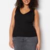 Trendyol Curve Black Wrap-around Strappy Fine Knitwear Blouse