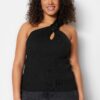 Trendyol Curve Black Wrapped One-Shoulder Thin Knitwear Blouse with Accessories