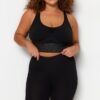 Trendyol Curve Black rövid kötött leggings