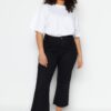 Trendyol Curve Black színtelen magas derék alacsony szárú rövid szárú culotte fit farmer