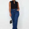 Trendyol Curve Blue High Waist Comfort Stitch Detail Spanish Leg Flare Fit Jeans