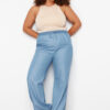 Trendyol Curve Blue High Waist Summer Wide Cut Tencel Plus Size Denim Jeans