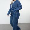Trendyol Curve Blue High Waist Trouser Wide Leg Plus Size Jeans