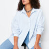 Trendyol Curve Blue Oversize Woven Shirt
