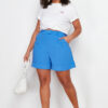 Trendyol Curve Blue Pleated Woven Shorts