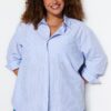 Trendyol Curve Blue Striped Poplin Shirt