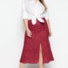 Trendyol Curve Brick Animal Patterned Slit Unlined Midi/Medium Length Viscose Woven Skirt