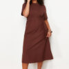 Trendyol Curve Brown A-Line Knitted Top and Woven Bottom Dress