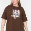 Trendyol Curve Brown Printed Knitted T-Shirt
