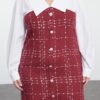 Trendyol Curve Burgundy Tweed Woven Plus Size Dress