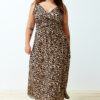 Trendyol Curve Camel Maxi/Long Slit Summer Leopard Patterned Woven Dress