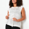 Trendyol Curve Cream Openwork Hooded Knitwear Blouse